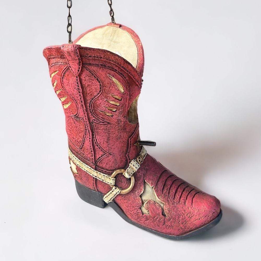 Ceramic Cowboy Boot Bird Feeder